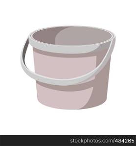 White plastic bucket cartoon icon on a white background. White plastic bucket cartoon icon