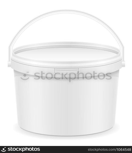 white plastic bucket for paint vector illustration isolated on background