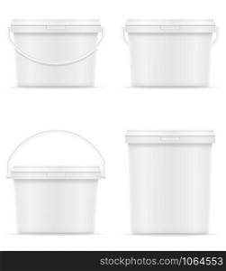 white plastic bucket for paint vector illustration isolated on background