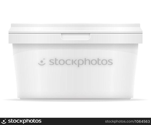 white plastic container for ice cream or dessert vector illustration isolated on background