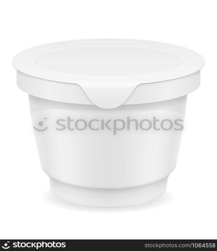 white plastic container of yogurt or ice cream vector illustration isolated on background