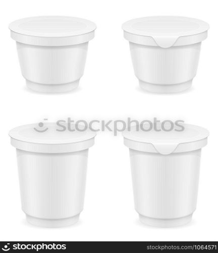 white plastic container of yogurt or ice cream vector illustration isolated on background