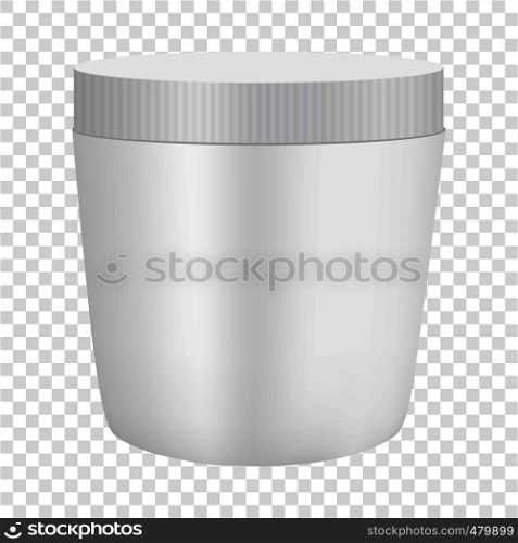 White plastic cosmetic container mockup. Realistic illustration of white plastic cosmetic container vector mockup for web. White plastic cosmetic container mockup
