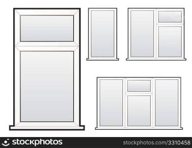 White plastic double glazed window illustration collection concept