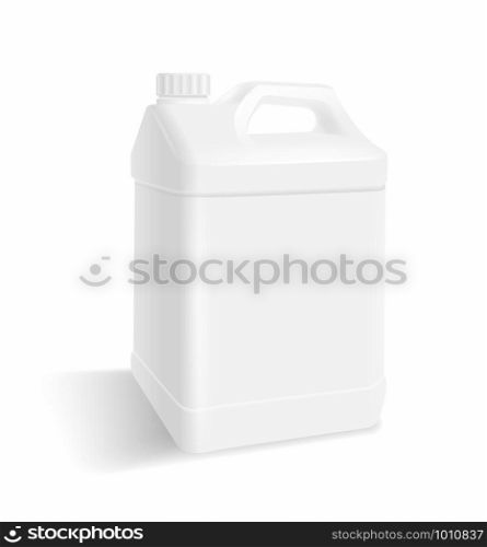 White plastic gallon on a white background. For use of advertising package products, milk, oil, water. Vector realistic file.