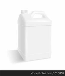 White plastic gallon on a white background. For use of advertising package products, milk, oil, water. Vector realistic file.