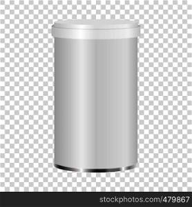 White plastic jar mockup. Realistic illustration of white plastic jar vector mockup for web. White plastic jar mockup, realistic style
