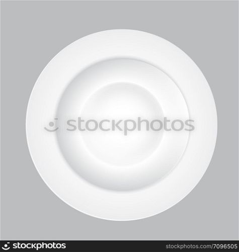White Plate on Gray Background. Vector Illustration