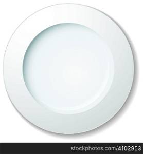 white plate with large rim and drop shadow