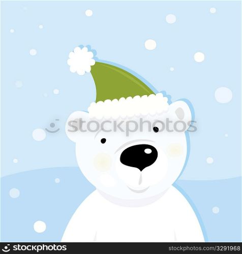 White polar bear on snow