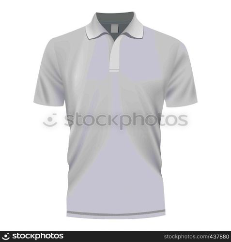 White polo shirt mockup. Realistic illustration of white polo shirt vector mockup for web. White polo shirt mockup, realistic style