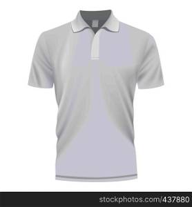 White polo shirt mockup. Realistic illustration of white polo shirt vector mockup for web. White polo shirt mockup, realistic style