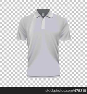 White polo shirt mockup. Realistic illustration of white polo shirt vector mockup for web. White polo shirt mockup, realistic style