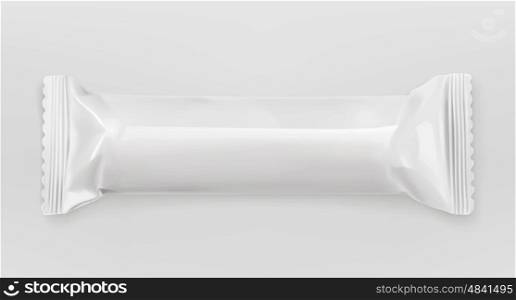 White polyethylene package, chocolate bar, vector mockup