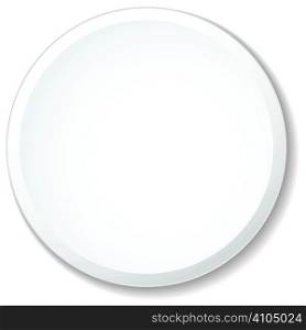 White porcelain flat plate with shadow around the rim