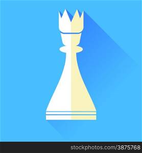 White Queen Chess Icon Isolated on Blue Background. Queen Chess Icon