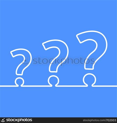 White question marks in line design on blue background. Flat design. Eps10. White question marks in line design on blue background. Flat design