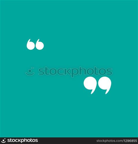 white quote marks isolated on tuquoise background. Flat reading icon. Vector illustration. quotation logo.. white quote marks isolated on tuquoise background. Flat reading icon.