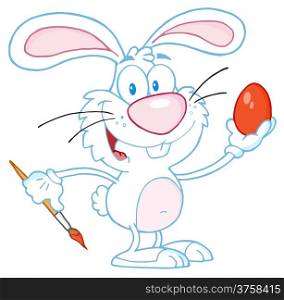 White Rabbit Painting Easter Egg
