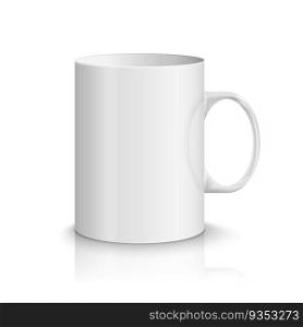 White realistic cup illustration. Vector blank mug classic cup for coffee or tea.. White realistic cup illustration. Vector blank mug classic cup for coffee or tea