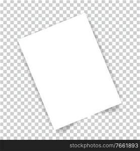 White realistic paper page A4 format on transparent background . Vector illustration .. White realistic paper page A4 format on transparent background . 
