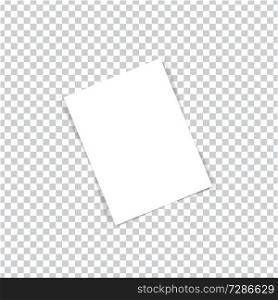 White realistic sheet of paper on a transparent background. Vector illustration .. White realistic sheet of paper.