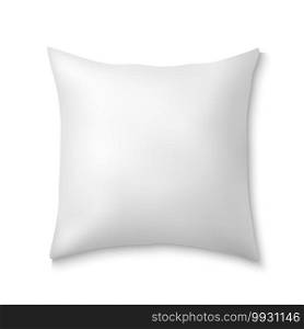 White realistic square pillows. Template fluffy cushion.  3d realistic square pillows