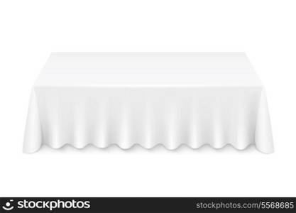 White rectangular table with tablecloth vector illustration isolated