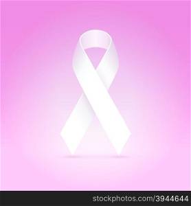White ribbon loop over pink background
