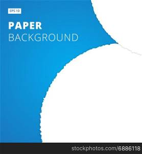 White ripped paper cut on blue background, Vector illustration