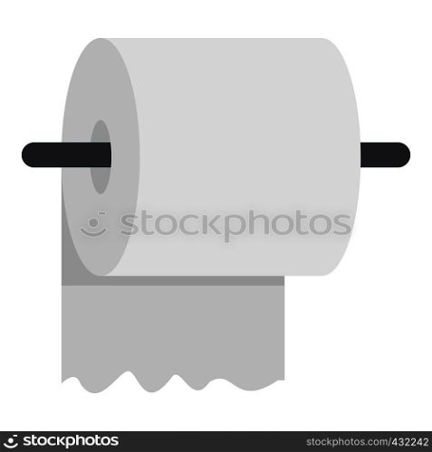 White roll of toilet paper on a holder icon flat isolated on white background vector illustration. White roll of toilet paper on a holder icon