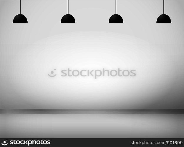 White room with lamp background vector illustration