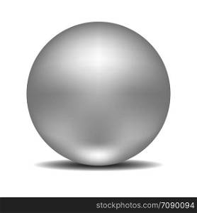White Round Sphere or Ball. Realistic Pearl or Metall Ball isolated on white background. Vector Illustration for Your Design.