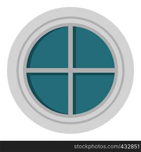 White round window icon flat isolated on white background vector illustration. White round window icon isolated