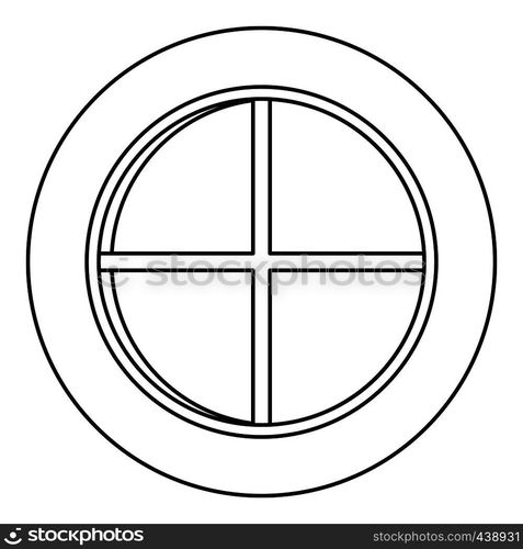 White round window icon in outline style isolated vector illustration ...