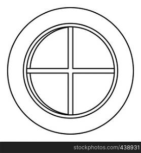 White round window icon in outline style isolated vector illustration. White round window icon outline