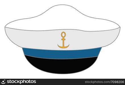 White sailor hat, illustration, vector on white background.