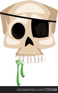 White scull with eye patch vector illustration on white background.