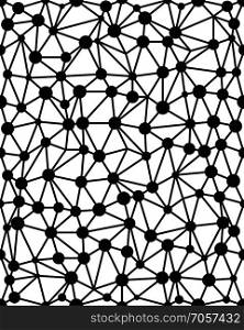 White seamless pattern with black points and connections
