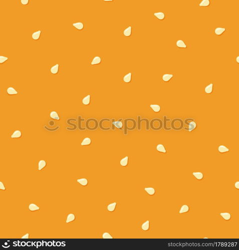 White sesame seeds on a bun. Seamless pattern. Top burger with sesame seeds. Vector illustration on color background.. White sesame seeds on a bun. Seamless pattern. Top burger with sesame seeds. Vector illustration on color background