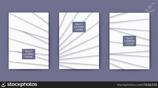 White shaded multi layered design. Vector 3D cover template. Papercut style poster. White shaded multi layered design. Vector 3D cover template. Papercut style