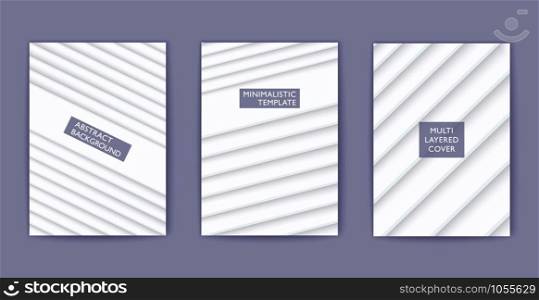 White shaded multi layered poster. Vector 3D cover template. Minimalistic style design. Papercut style. White shaded multi layered poster. Vector 3D cover template. Minimalistic style design.