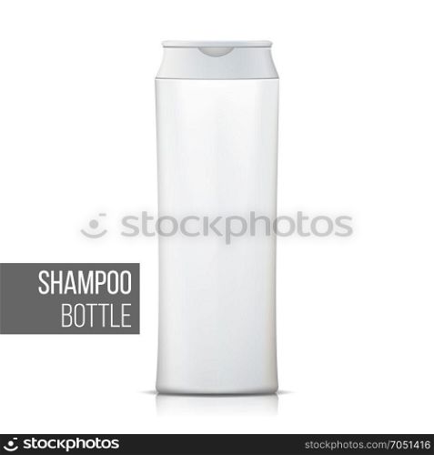 White Shampoo Bottle Vector. Empty Realistic Bottle. Cosmetic Container Packages. Isolated On White Illustration. Shampoo Bottle Vector. White Plastic Bottle. Container For Cosmetics. Isolated On White Background Illustration