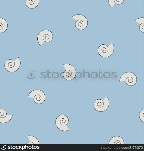 White shape of shellfish on blue background vector