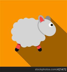 White sheep icon. Flat illustration of white sheep vector icon for web isolated on yellow background. White sheep icon, flat style