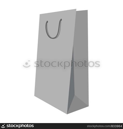 White shopping bag mockup. Realistic illustration of white shopping bag vector mockup for web design isolated on white background. White shopping bag mockup, realistic style