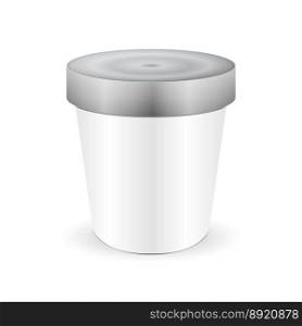 White short and stout tub food plastic container vector image