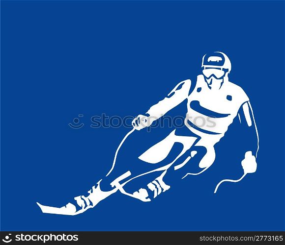 white silhouette of the skier