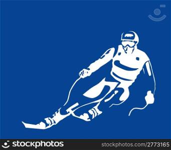 white silhouette of the skier