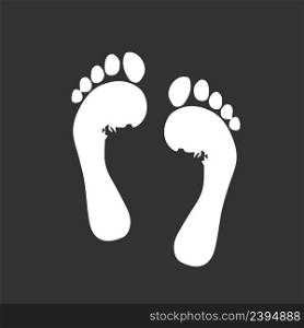 White silhouettes footprint isolated on black. Vector illustration. White silhouettes footprint isolated on black. Vector